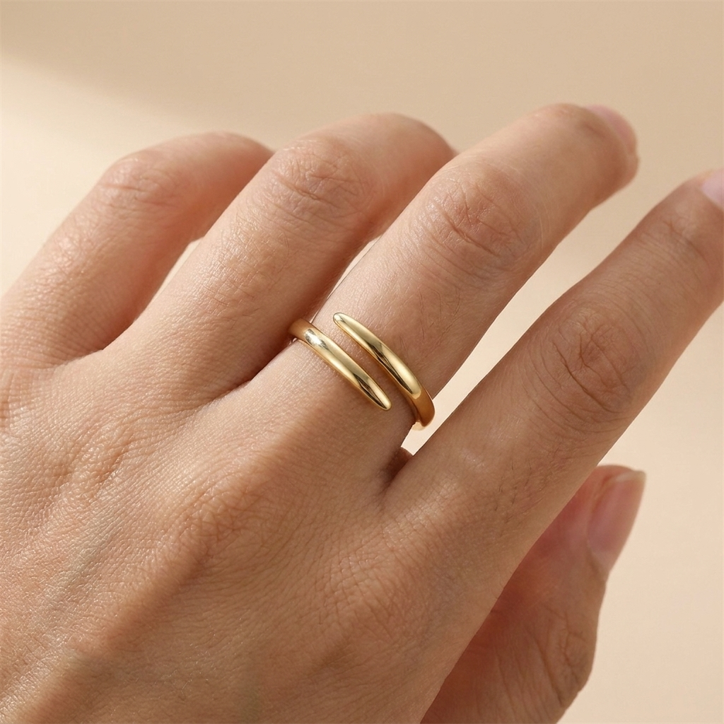 Wraparound Spiral Ring – 925 Sterling Silver, Gold Plated | Pinky Promise